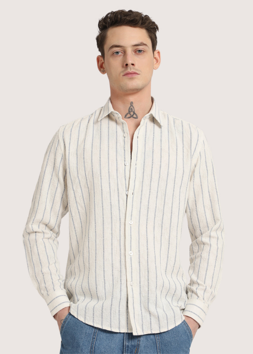 Blue Stripe Textured Shirt