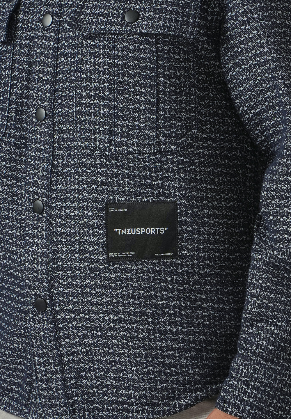 Blue Textured Denim Jacquard Jacket