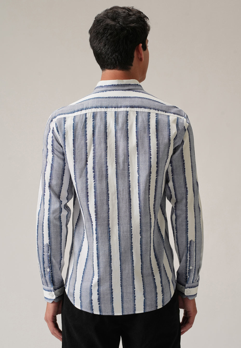 Blue Textured Stripe Print Shirt