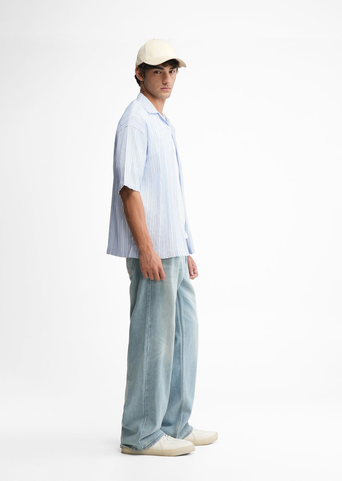 Blue Textured Stripe Shirt