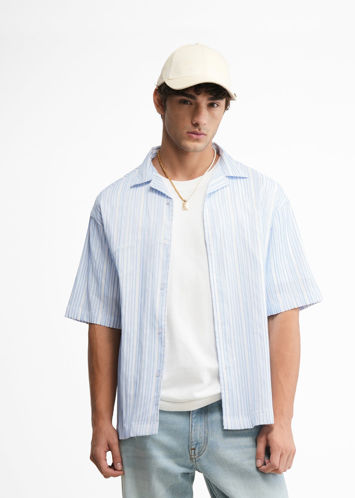 Blue Textured Stripe Shirt