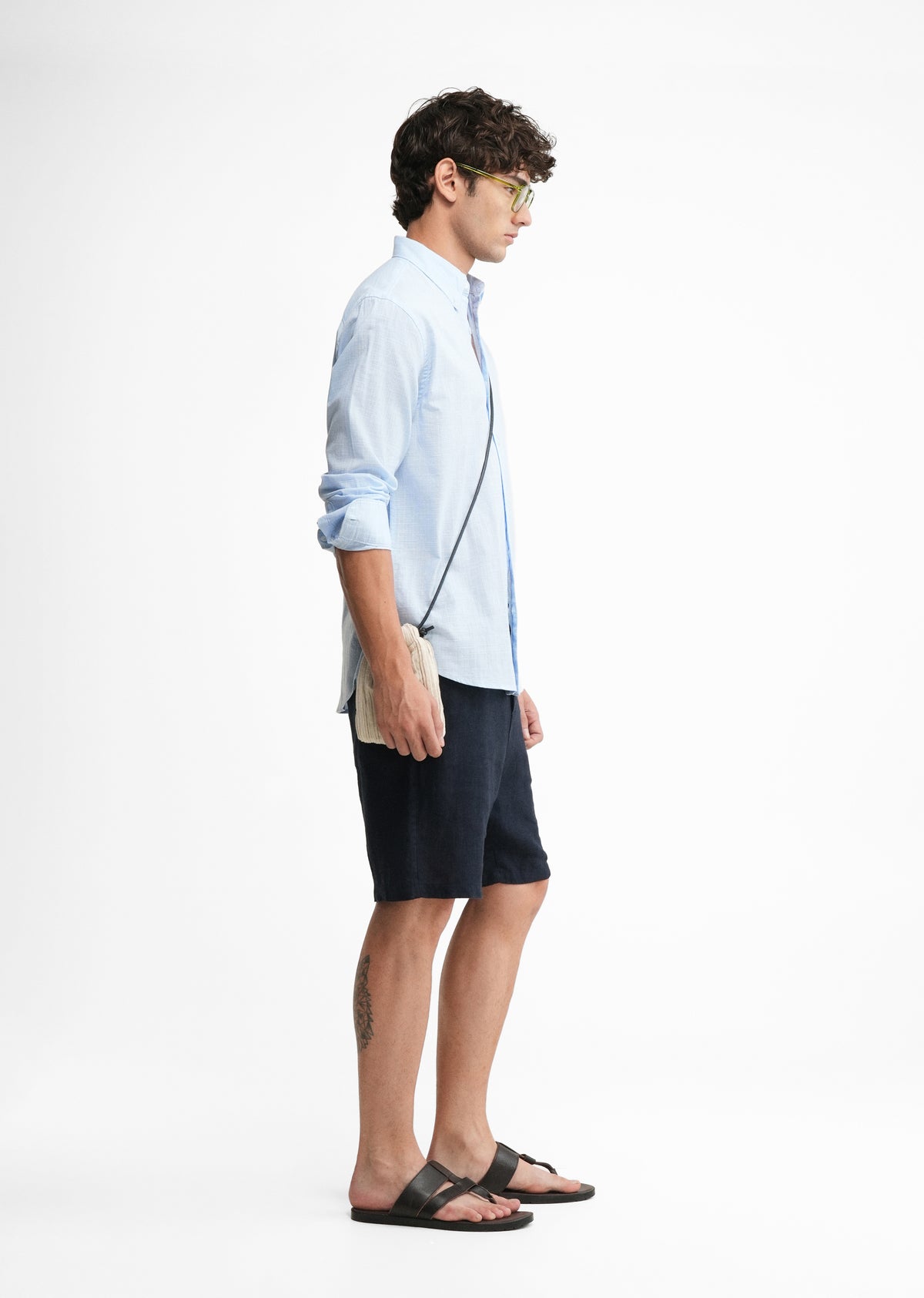 Blue Textured Weave Cotton Shirt