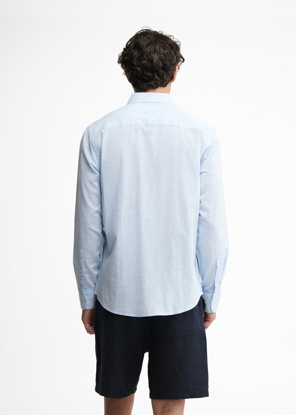 Blue Textured Weave Cotton Shirt