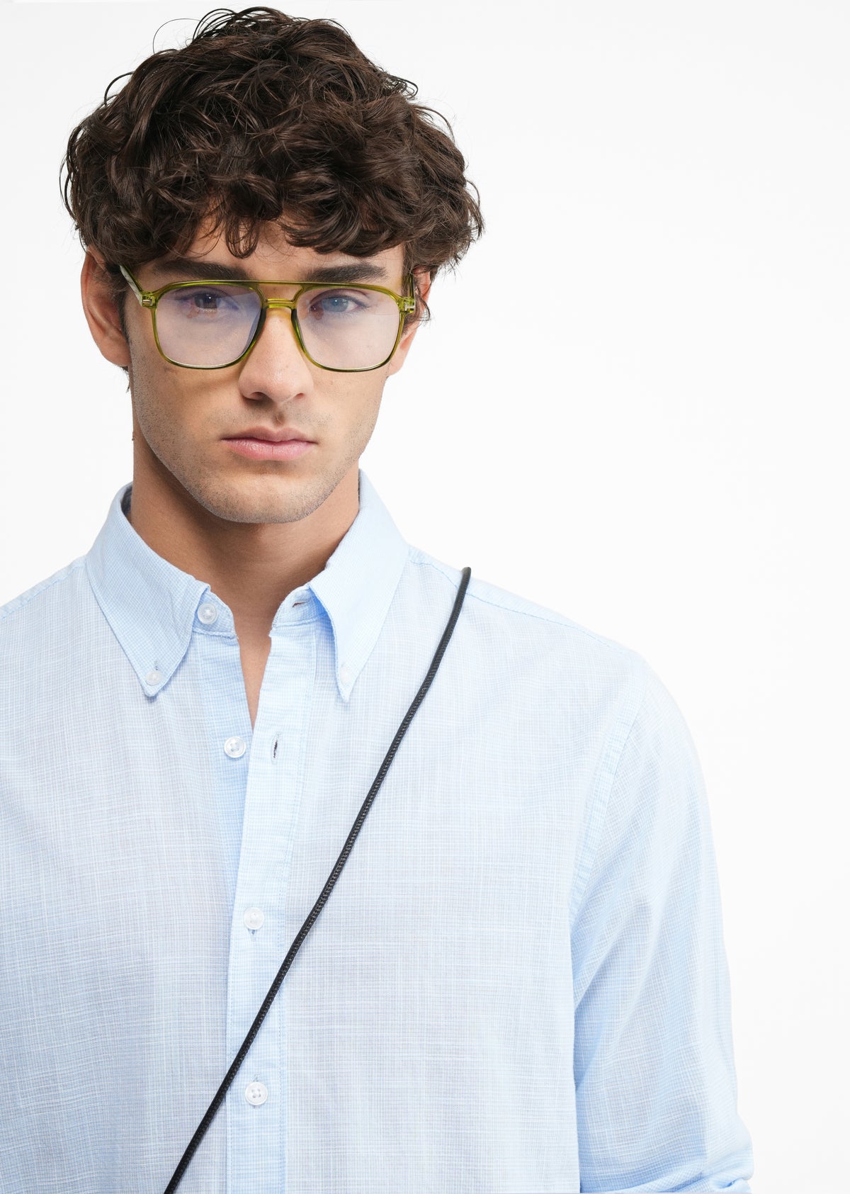Blue Textured Weave Cotton Shirt