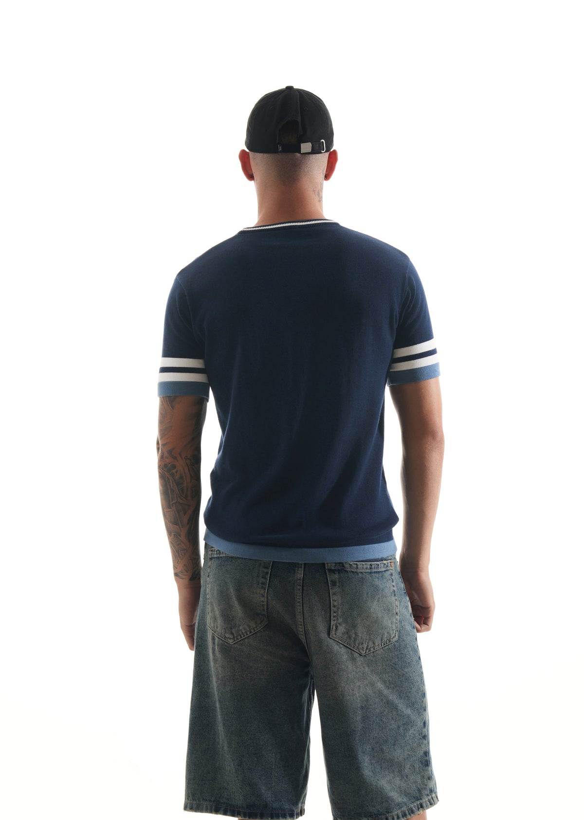Blue Varsity Jacquard Knit T-shirt