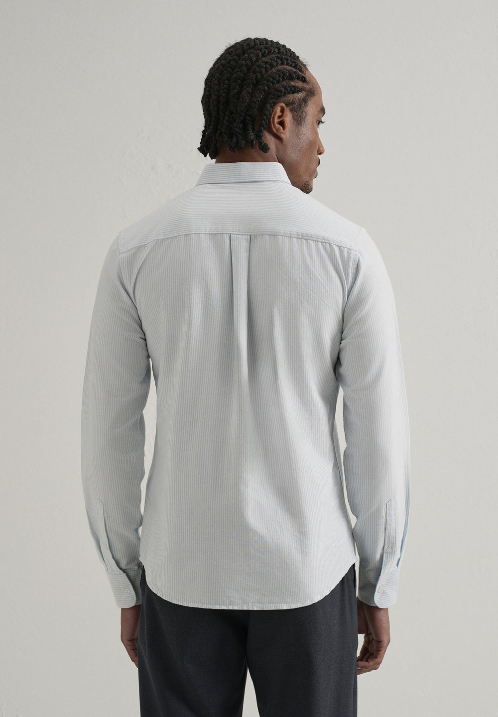 Blue Vertical Striped Cotton Shirt