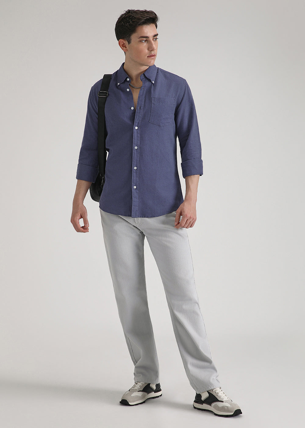 Blue Violet Cotton Linen Shirt