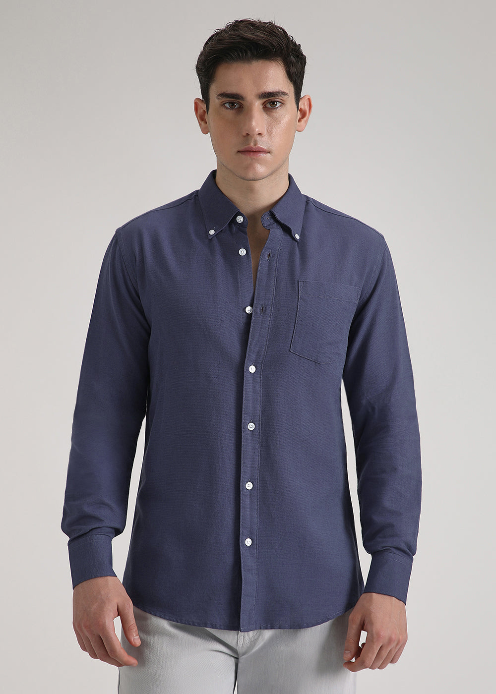 Blue Violet Cotton Linen Shirt