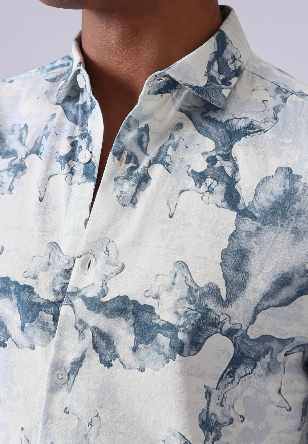 Blue Wash Abstract Print Shirt