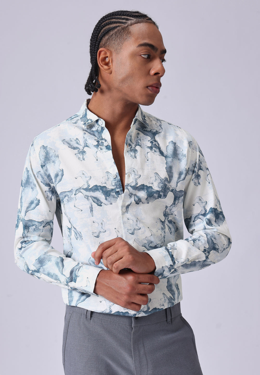 Blue Wash Abstract Print Shirt
