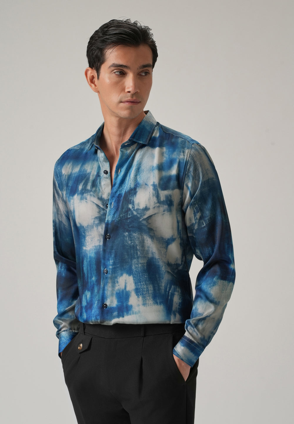 Blue Mist Wash Print Shirt