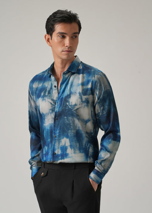 Blue Mist Wash Print Shirt