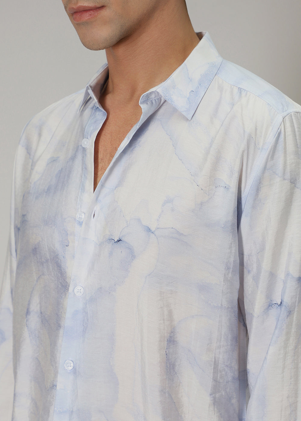 Blue Wash Print Shirt