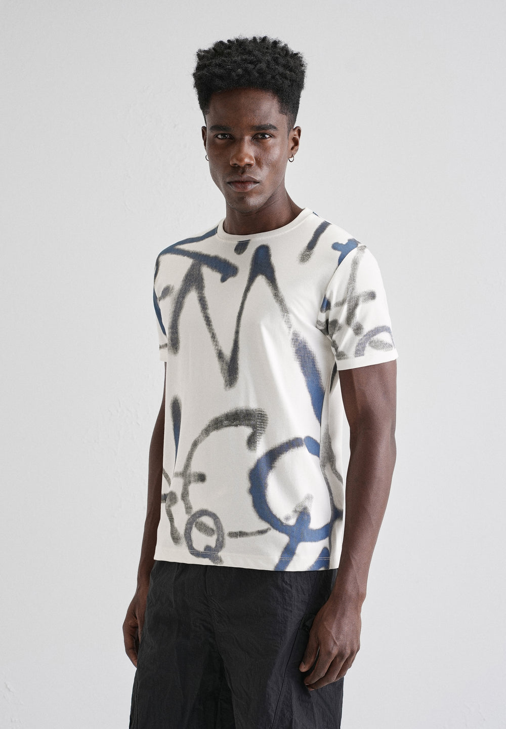 Blue White Printed T-shirt
