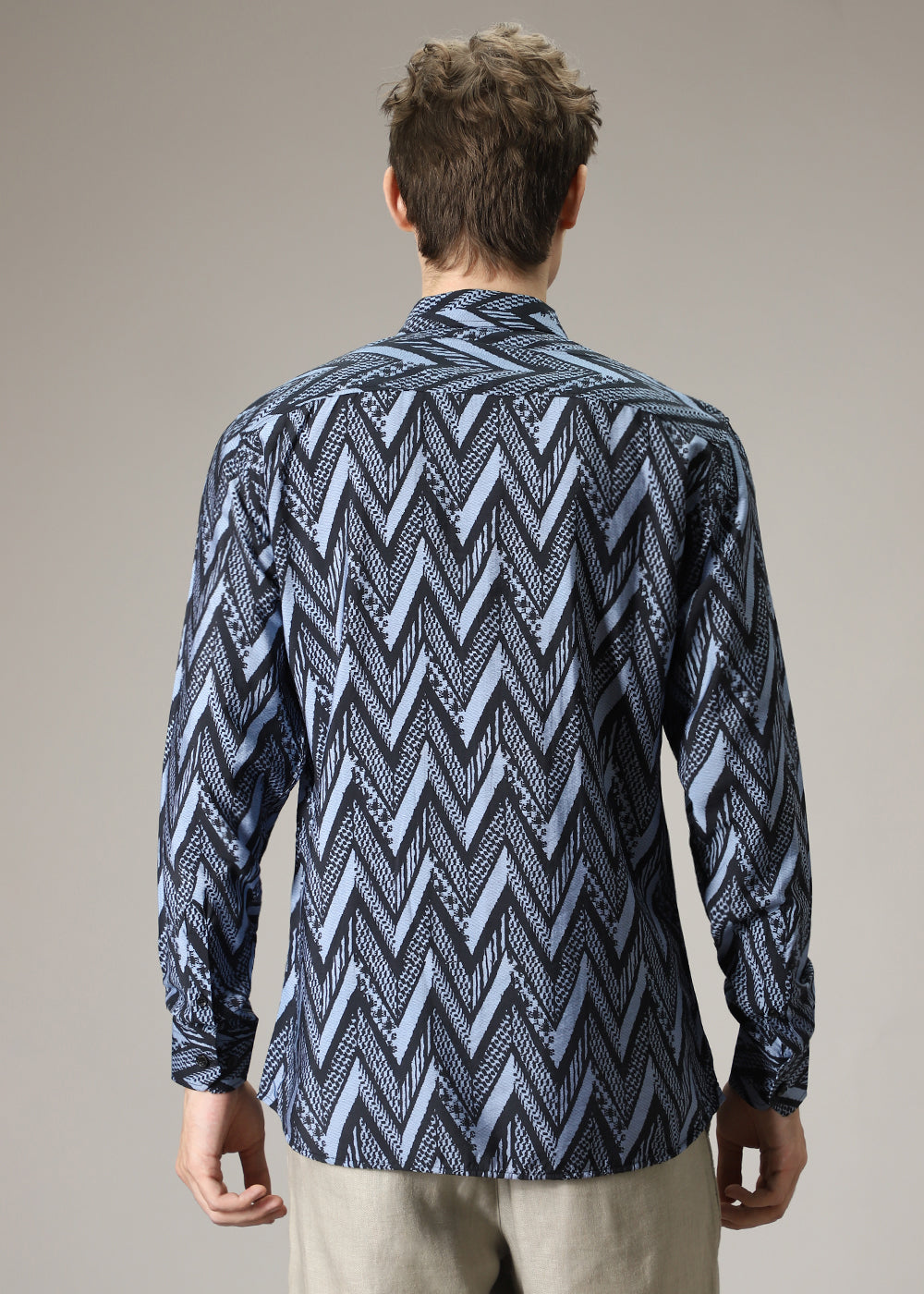 Blue Zig Zag Print Shirt