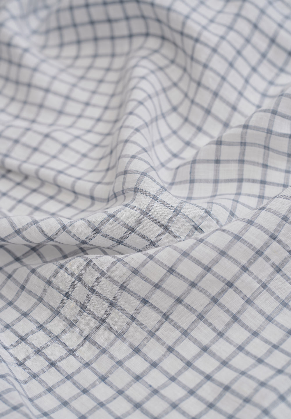 Blue 100% Pure Linen Check Shirt