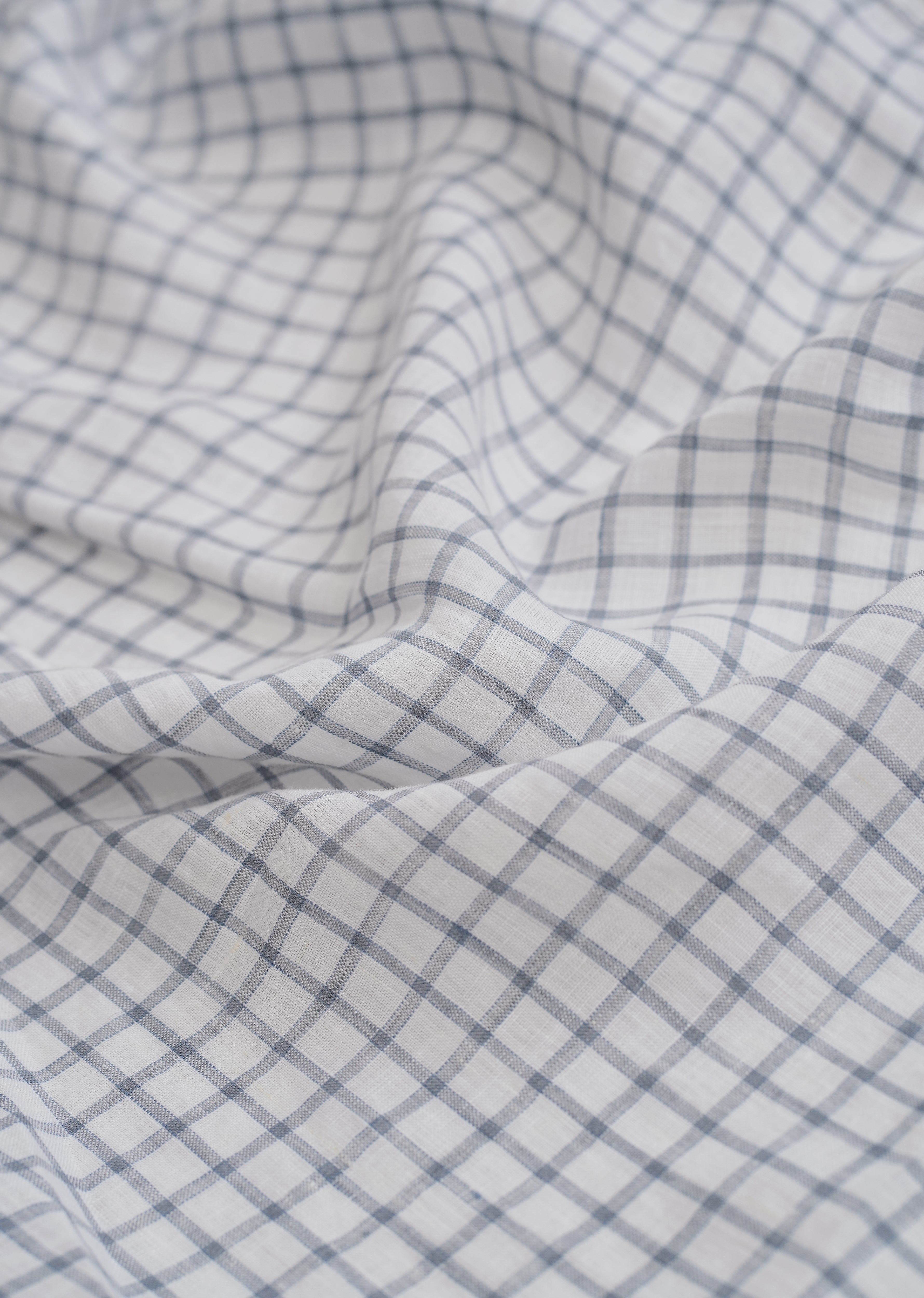 Blue 100% Pure Linen Check Shirt