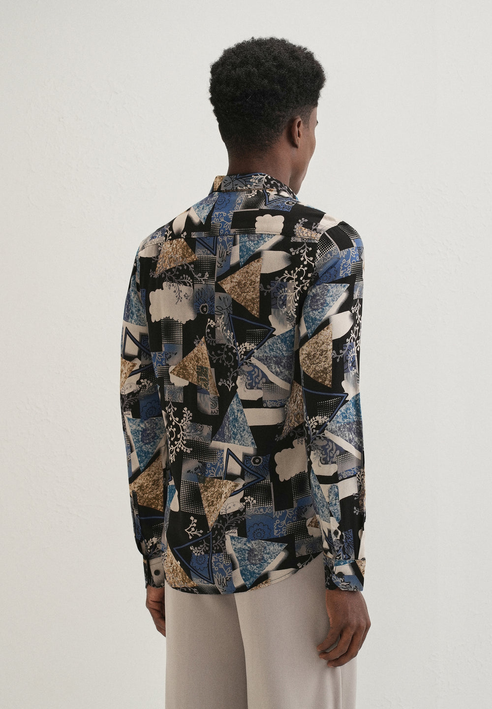 Blue Abstract Feather Shirt