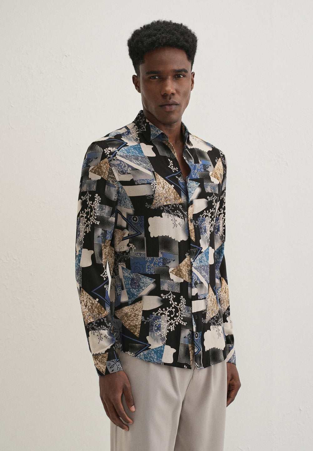 Blue Abstract Feather Shirt