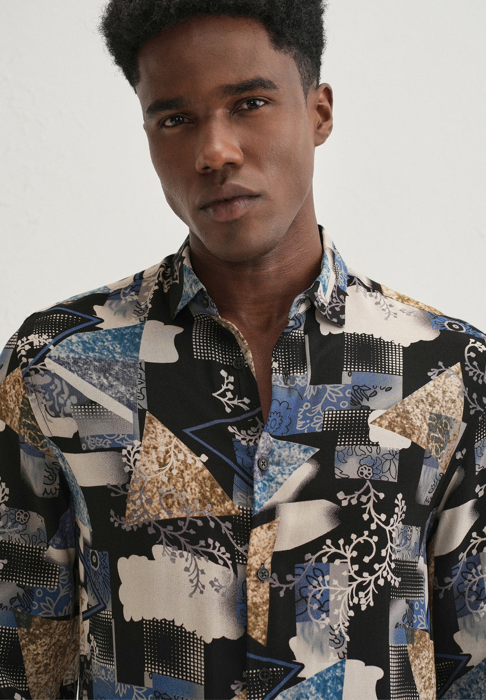 Blue Abstract Feather Shirt