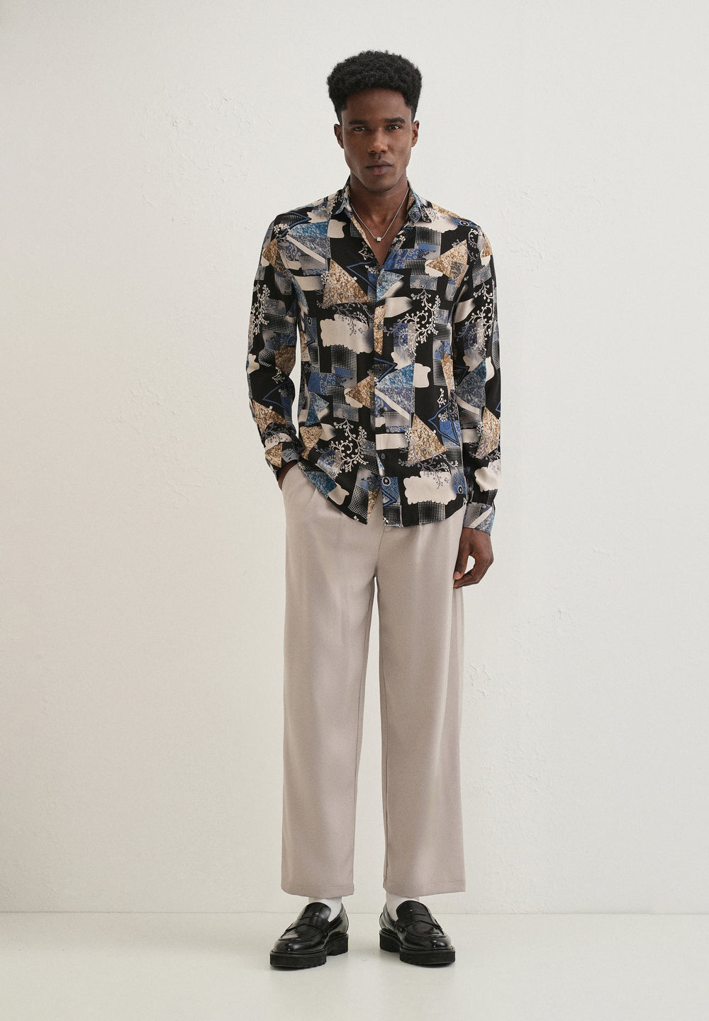 Blue Abstract Feather Shirt