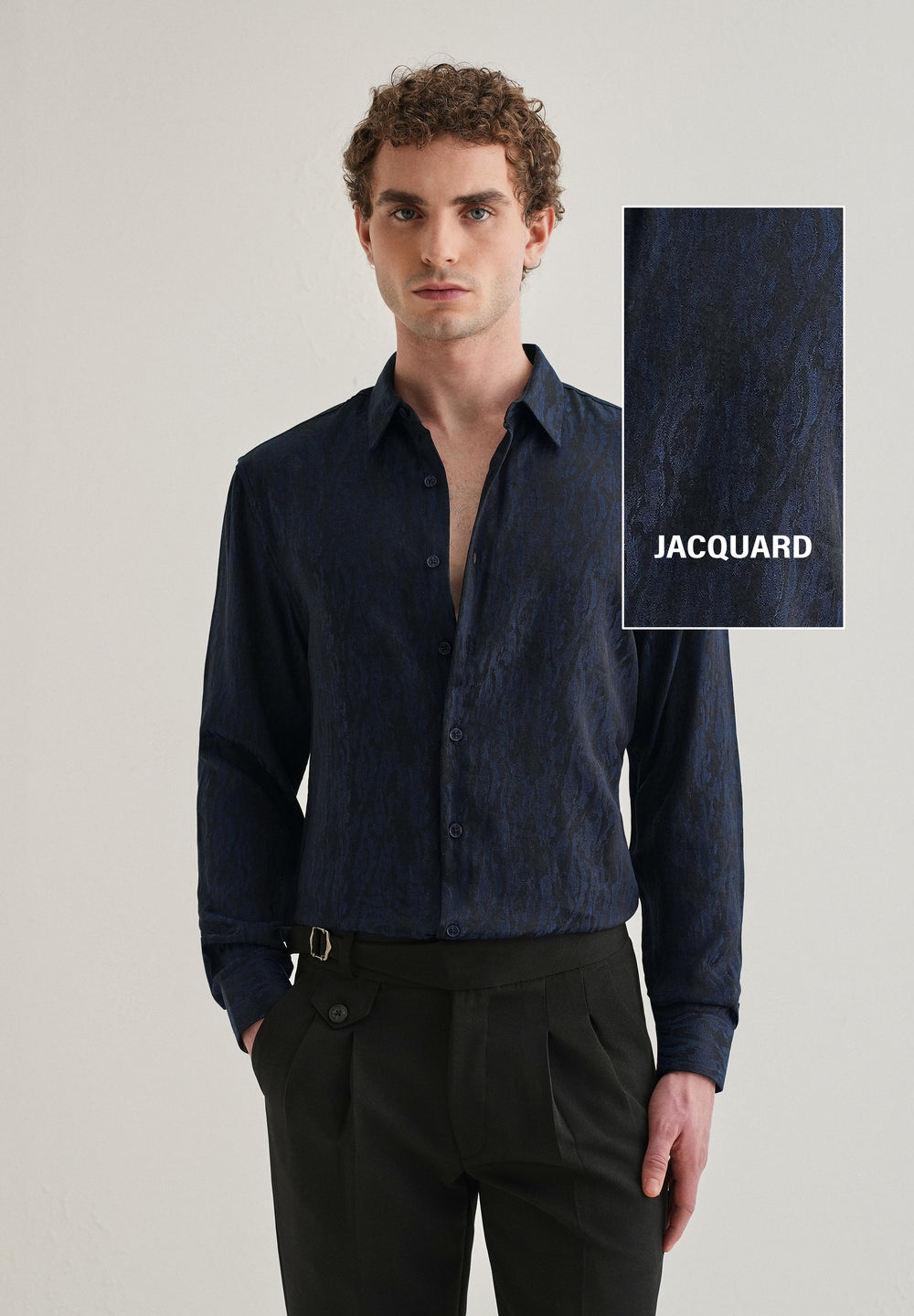 Blue Abstract Jacquard Shirt
