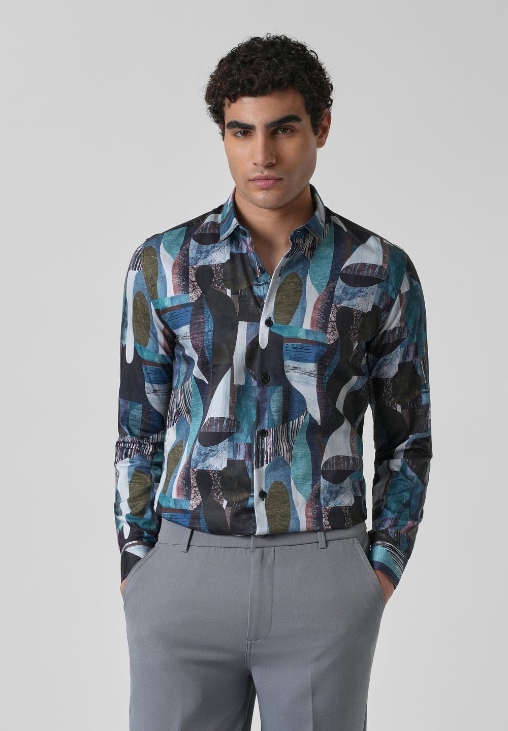Blue Abstract Print Shirt