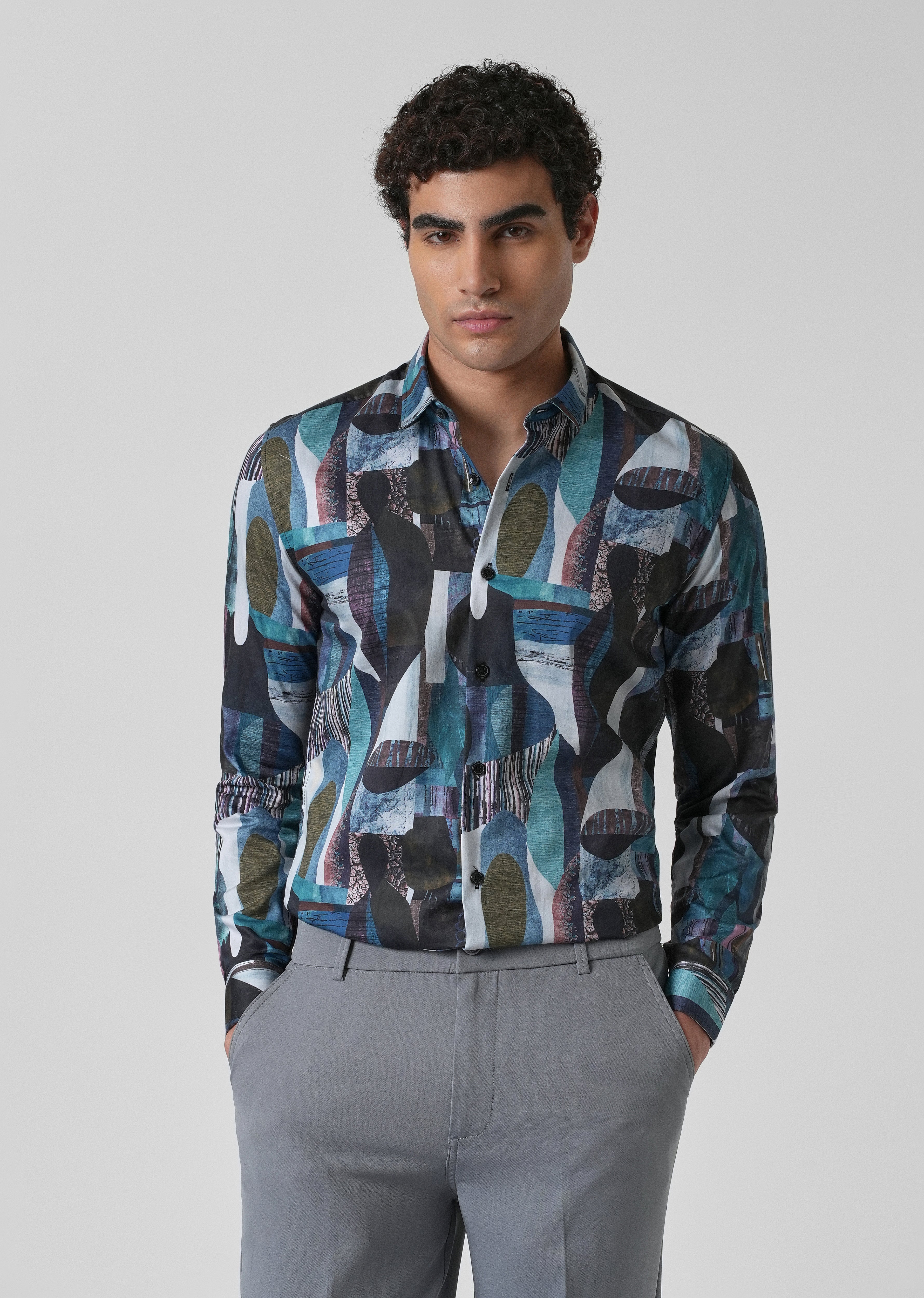 Blue Abstract Print Shirt