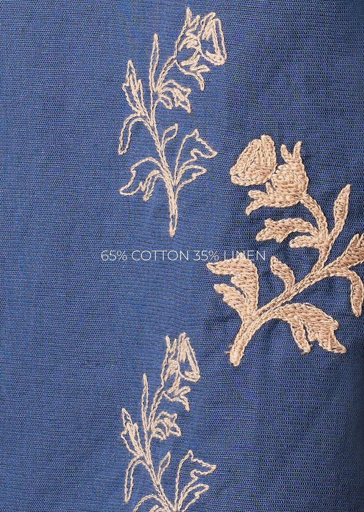 Blue Embroidered Linen Shirt