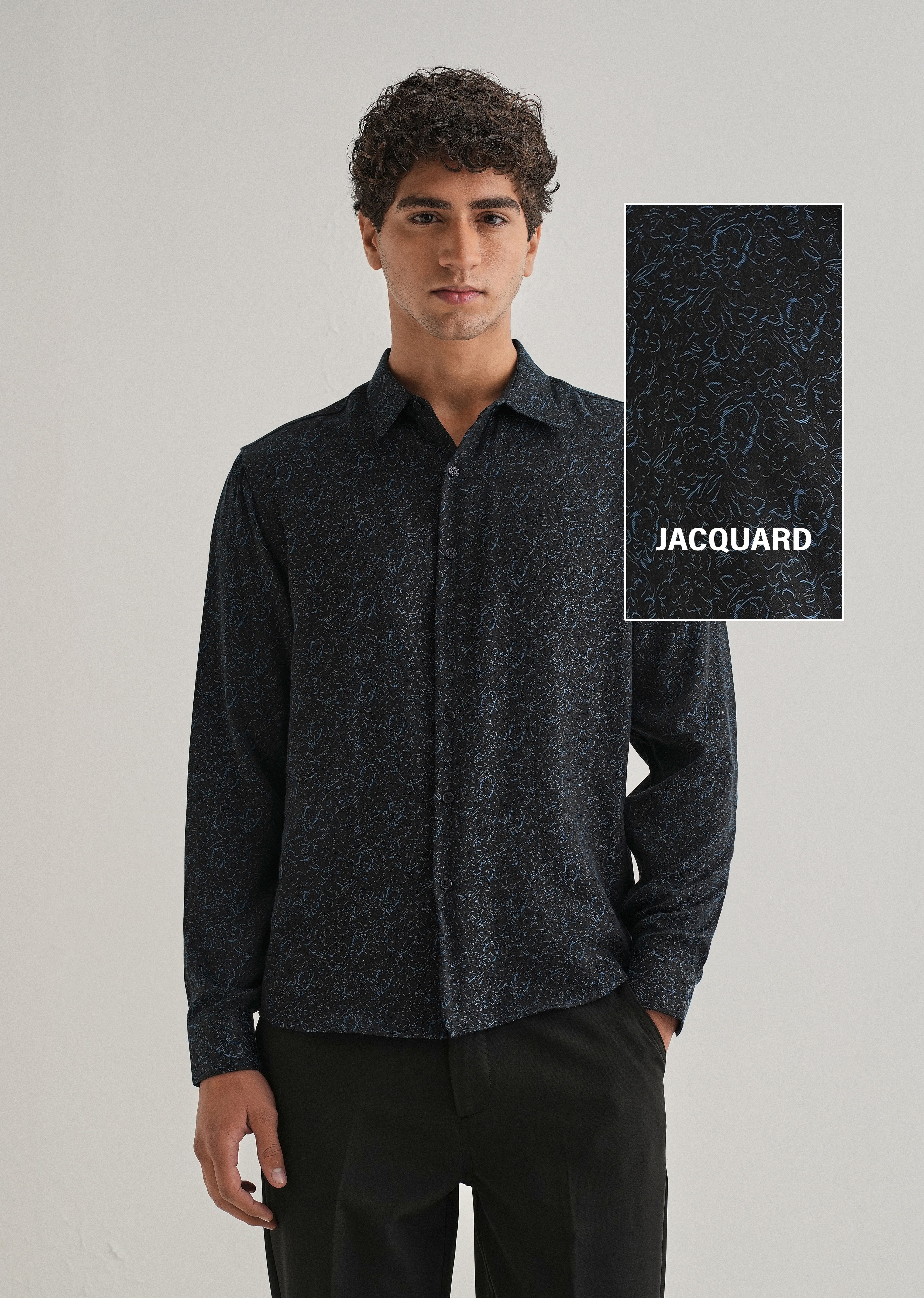 Blue Floral Jacquard Shirt