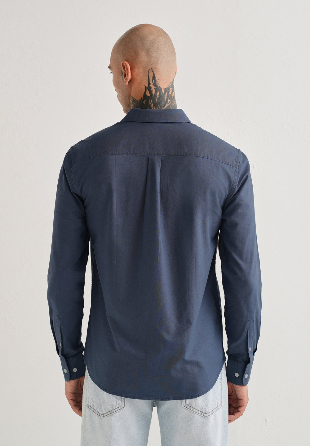 Blue Plain Cotton Oxford Shirt