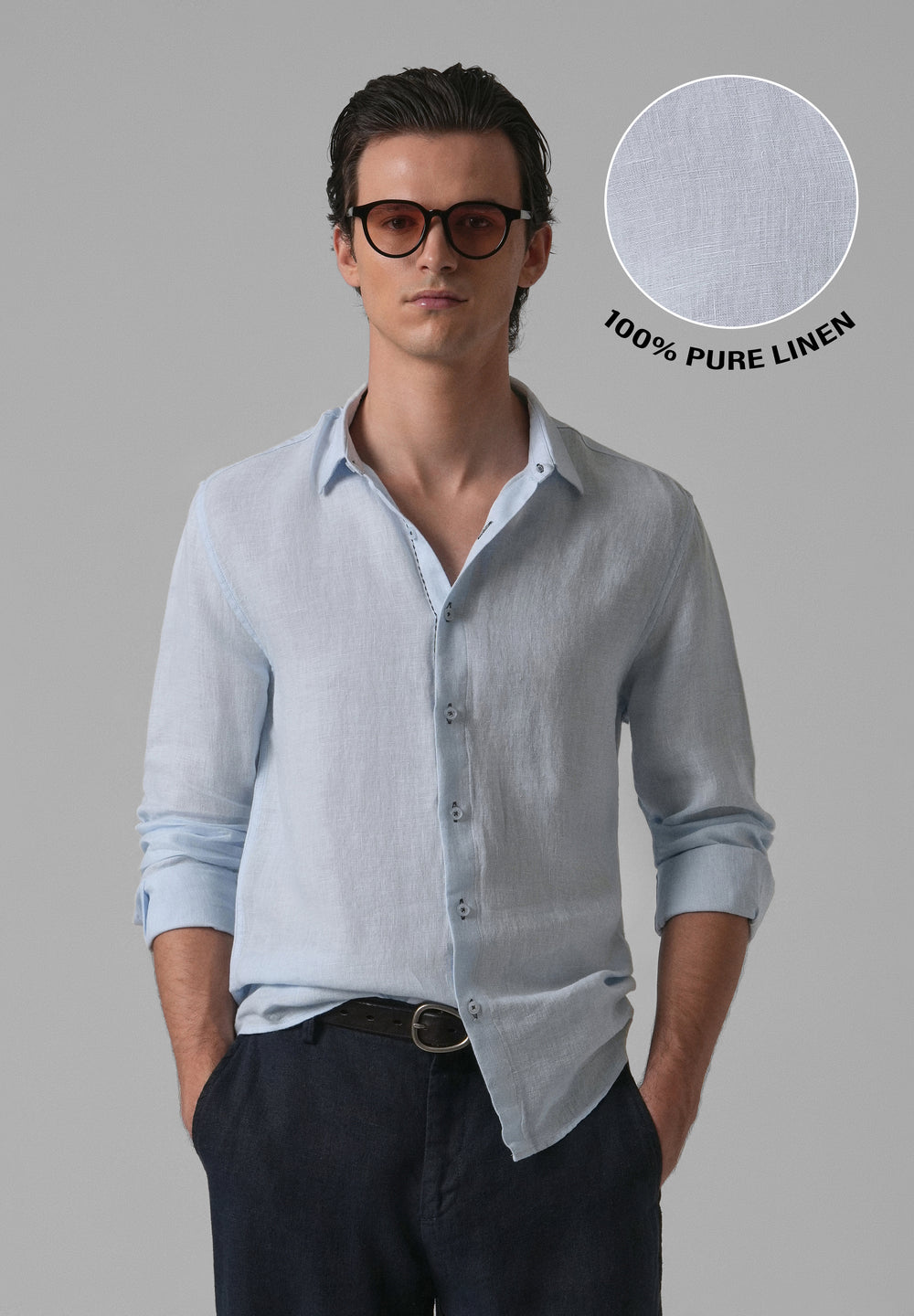 Blue Pure Linen Shirt