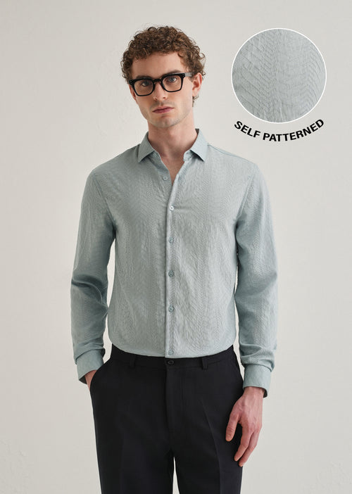 Blue Self Patterned Shirt