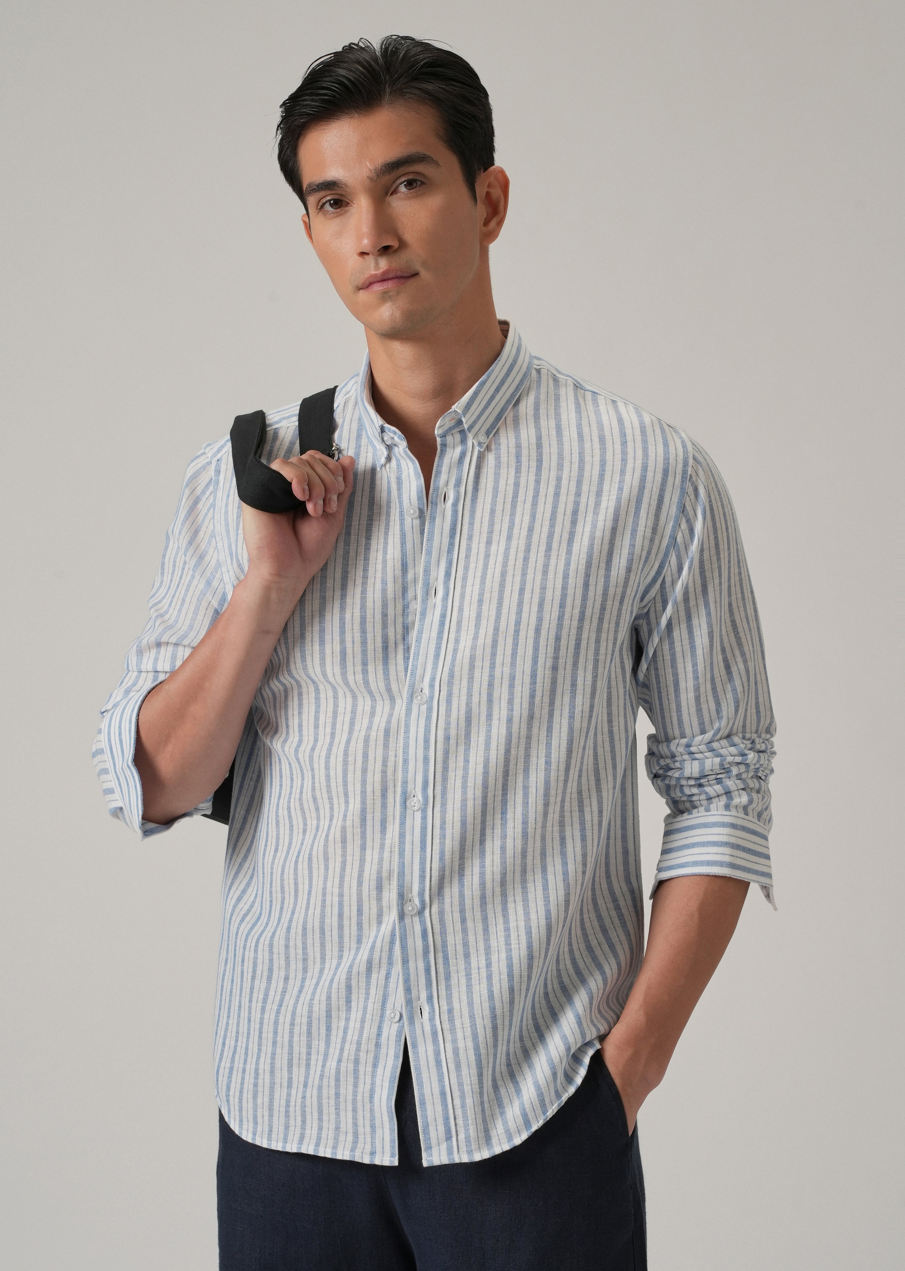 Blue Stripe Linen Shirt