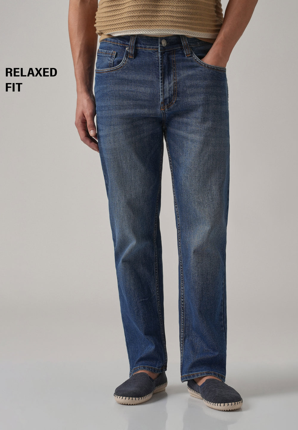Blue Wash Relaxed Fit Jeans