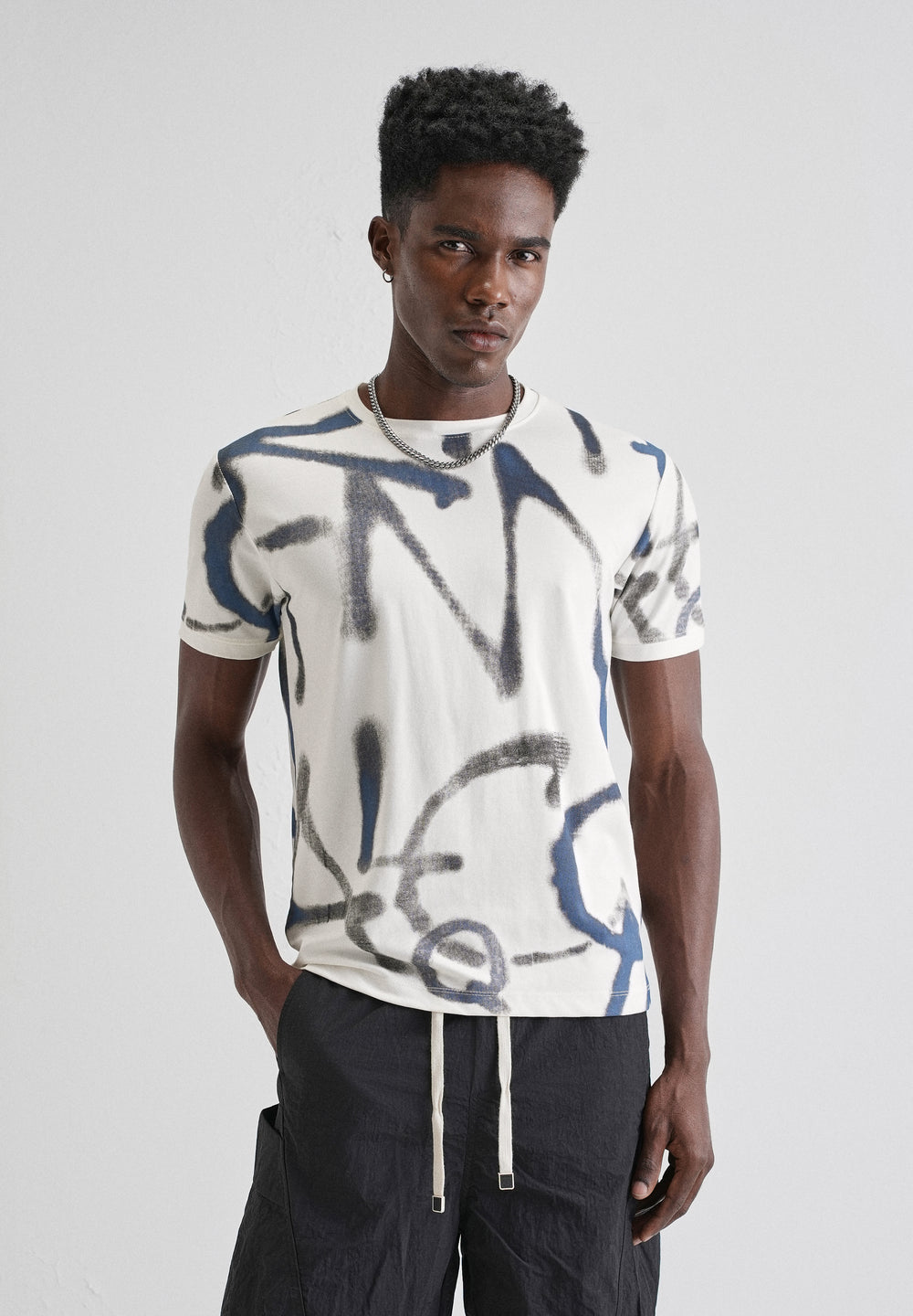 Blue White Printed T-shirt