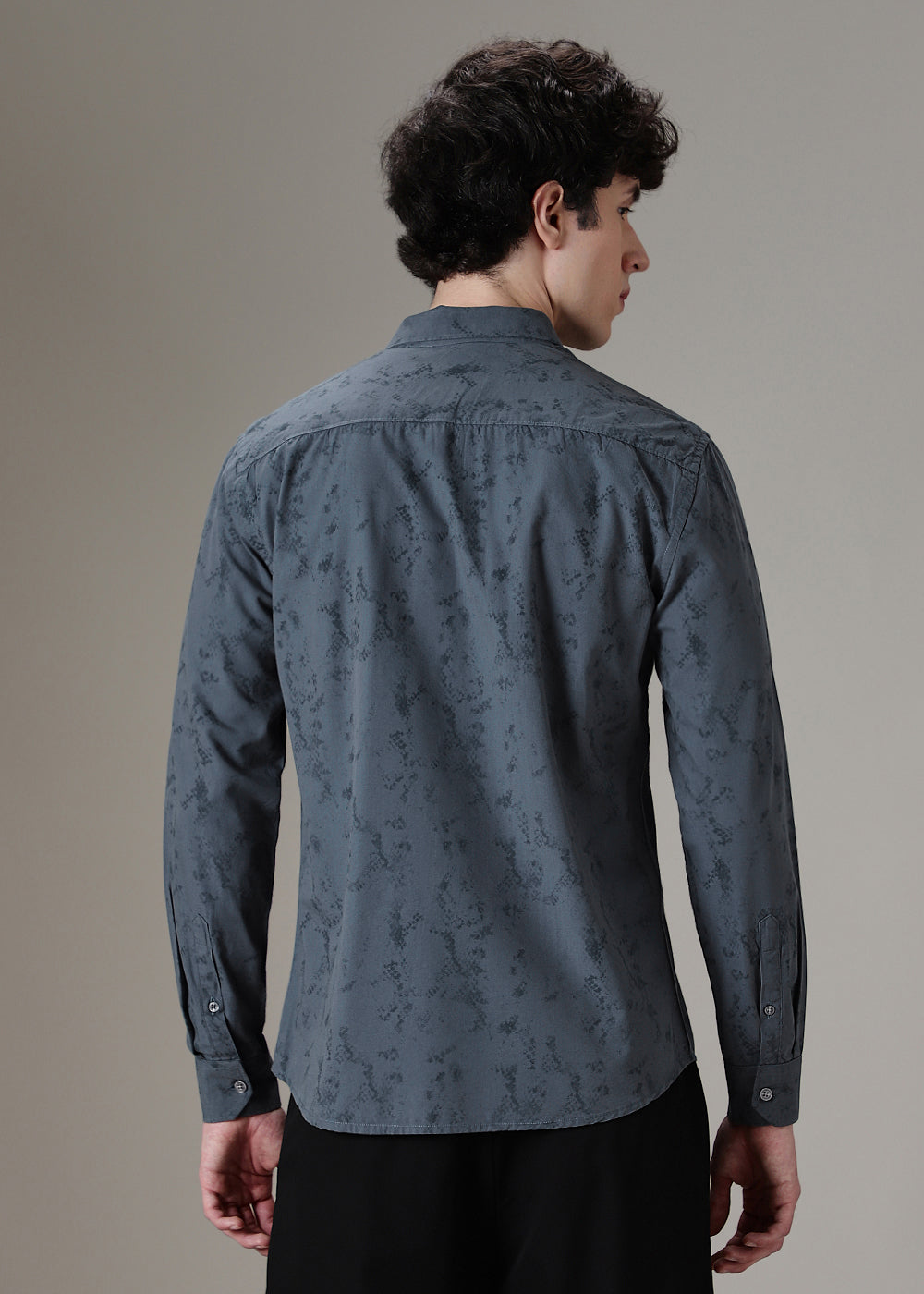 Bluish Grey Abstract Printed Shirt