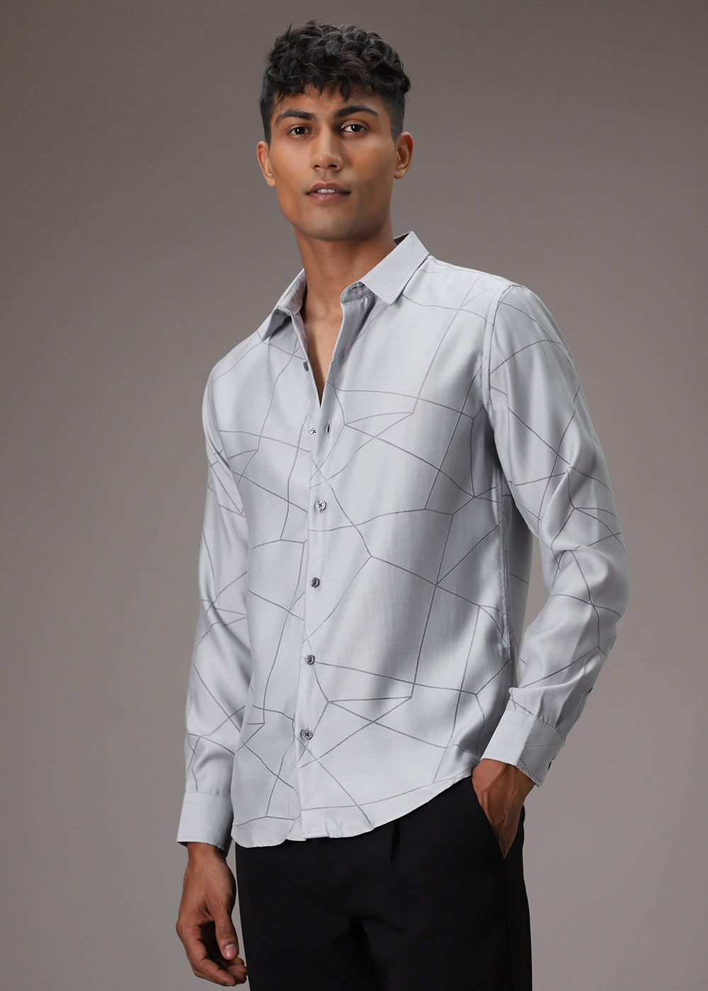 Bluish Grey Laser Cut Shirt