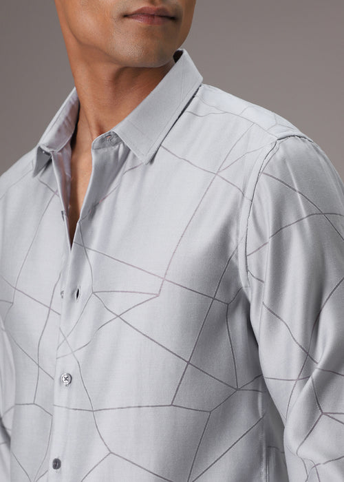 Bluish Grey Laser Cut Shirt