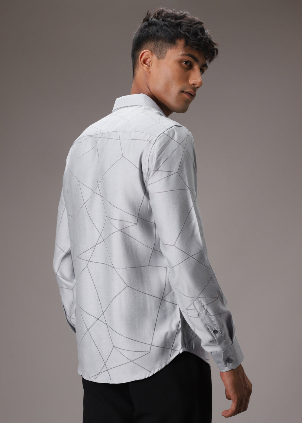 Bluish Grey Laser Cut Shirt