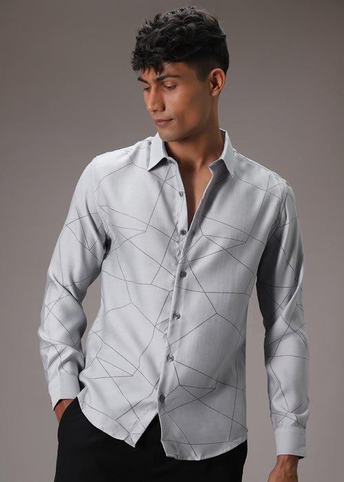 Bluish Grey Laser Cut Shirt