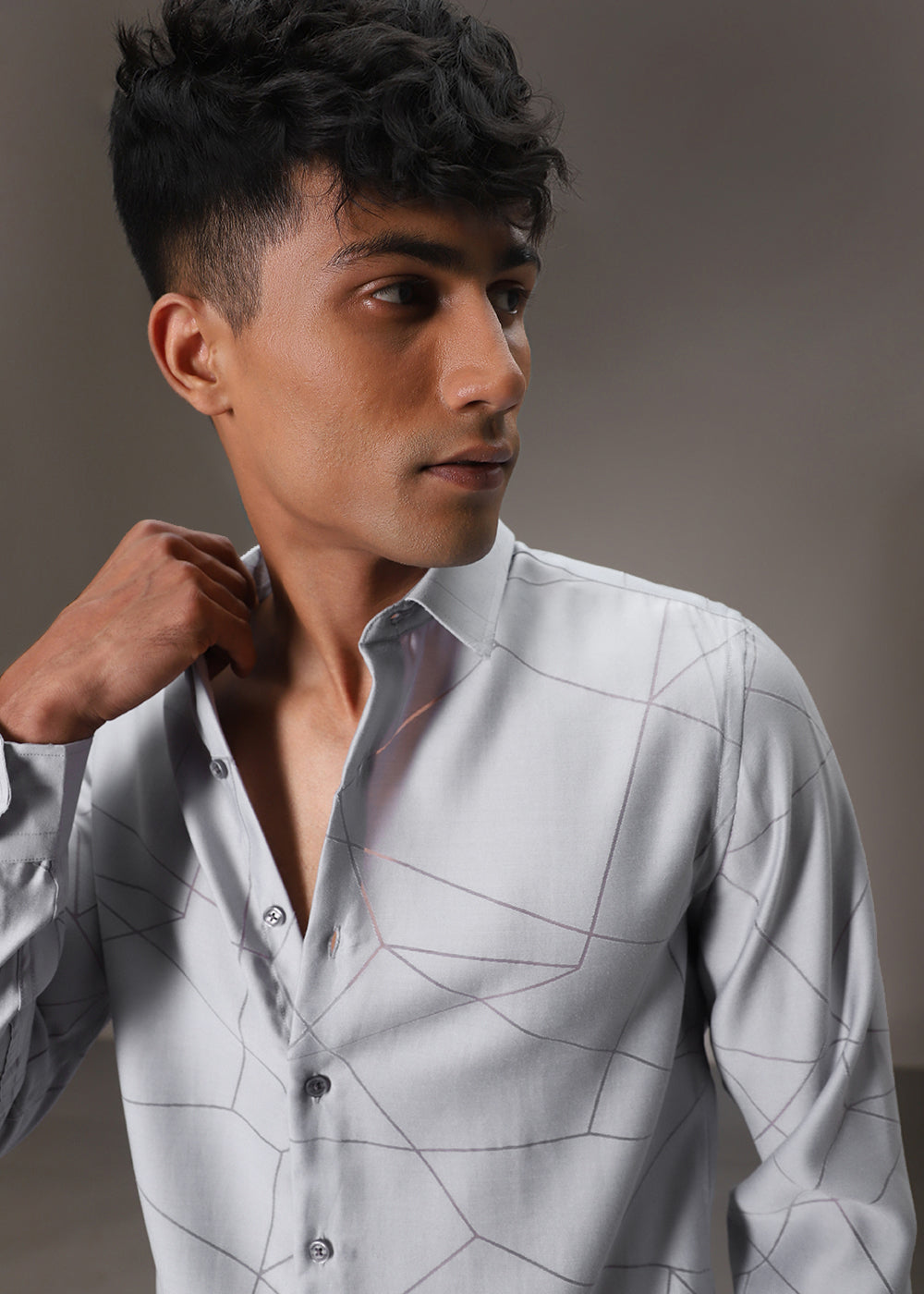 Bluish Grey Laser Cut Shirt