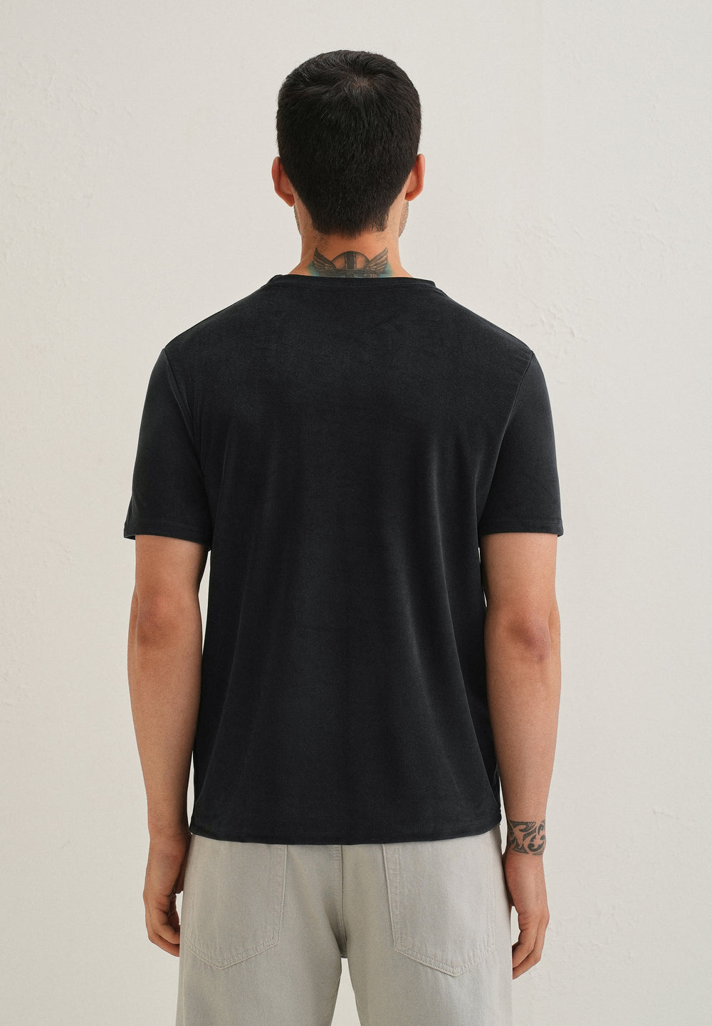 Bold Black Plain Suede T-shirt