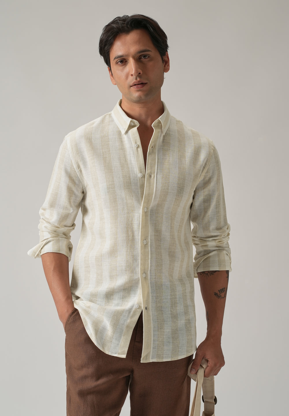 Boulder Beige Cosmos Blended Linen Shirt