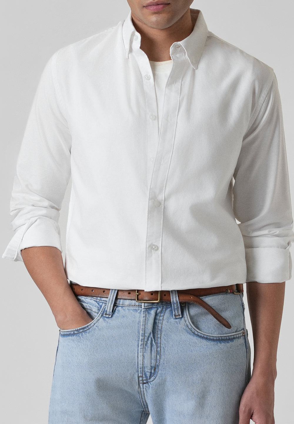 Breeze White Plain Oxford Shirt