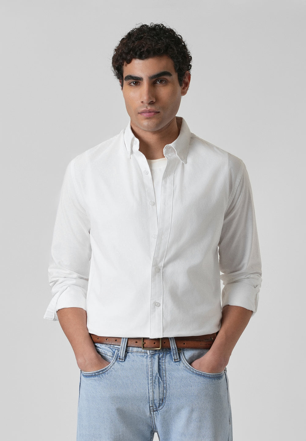 Breeze White Plain Oxford Shirt