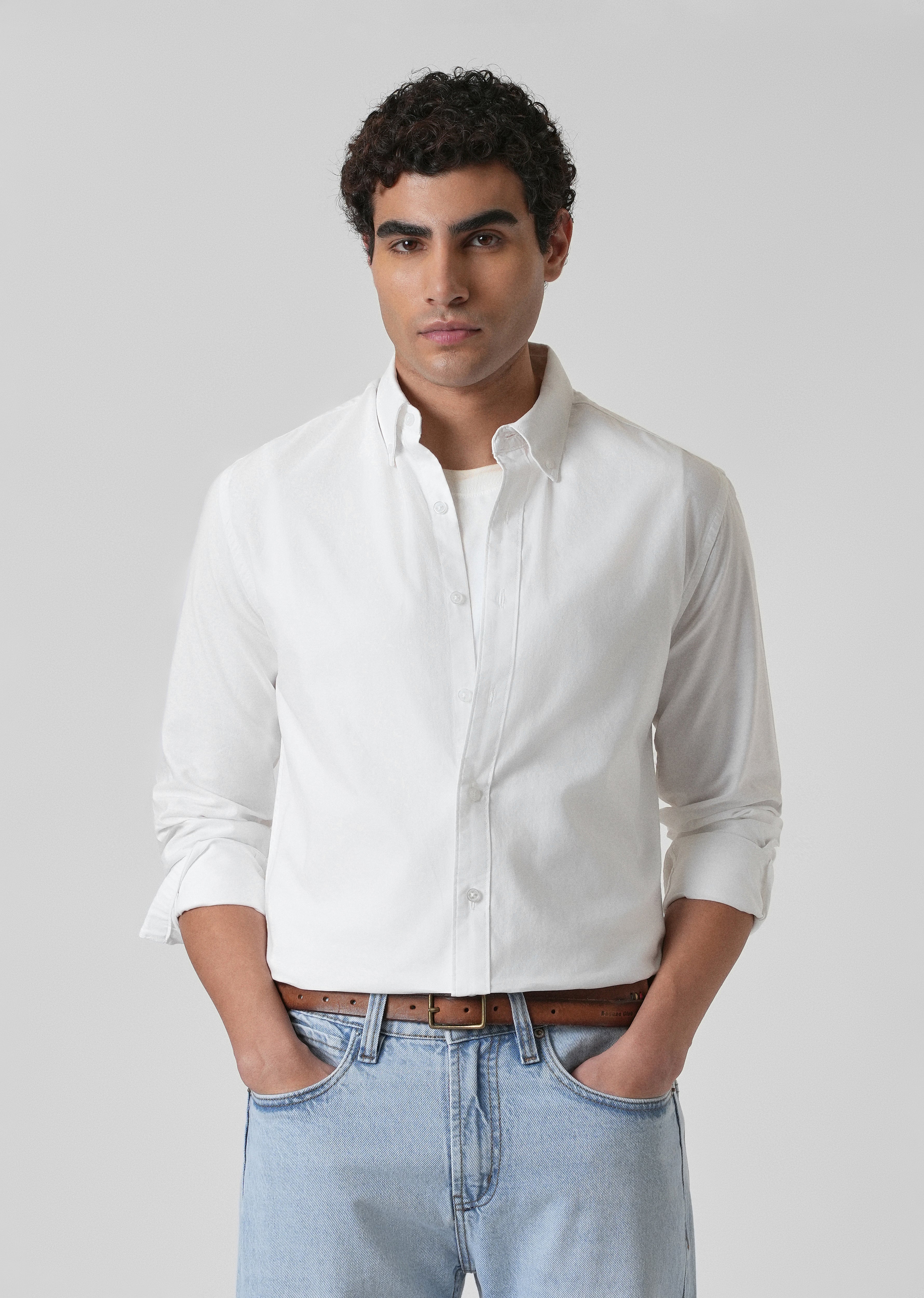 Breeze White Plain Oxford Shirt