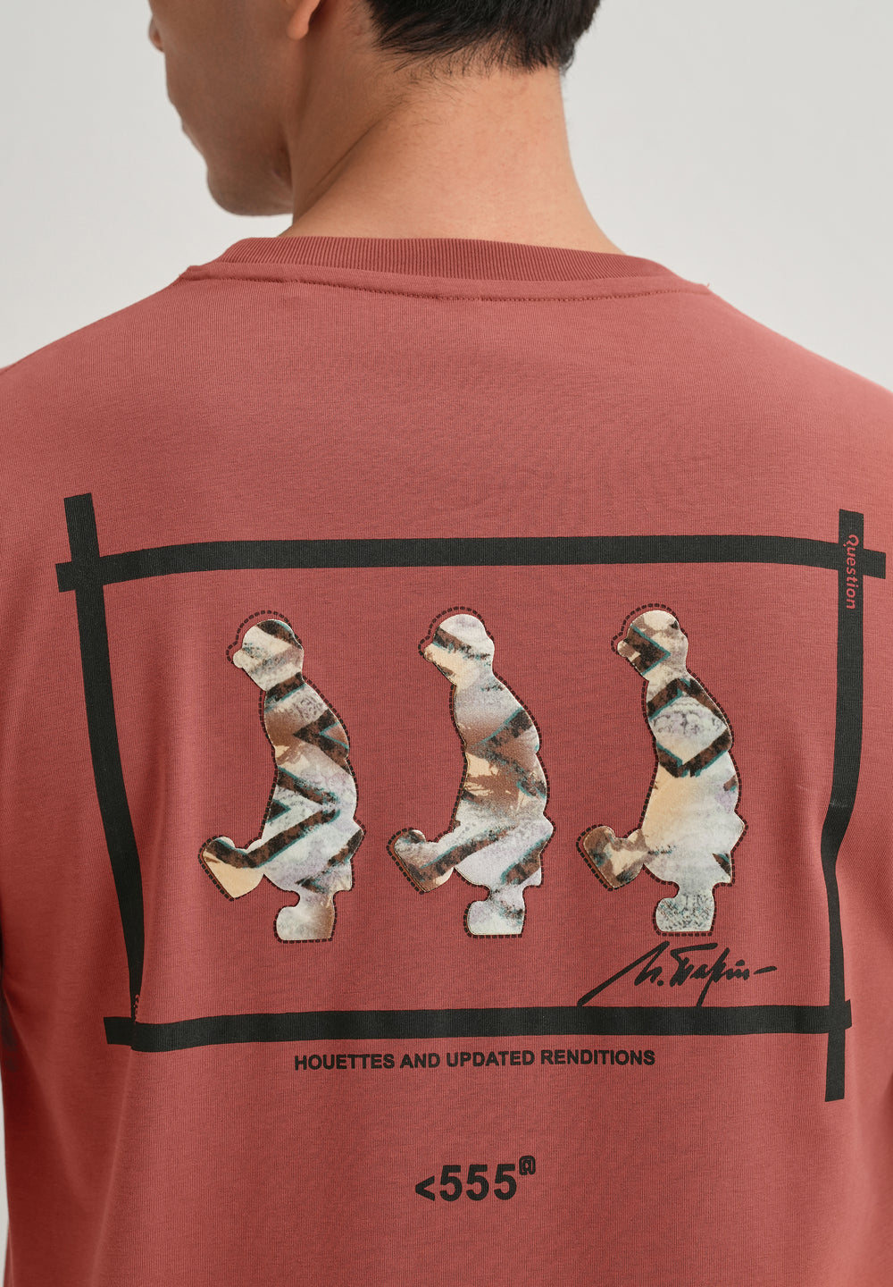 Brick Red Artistic Silhouette Back Print T- Shirt