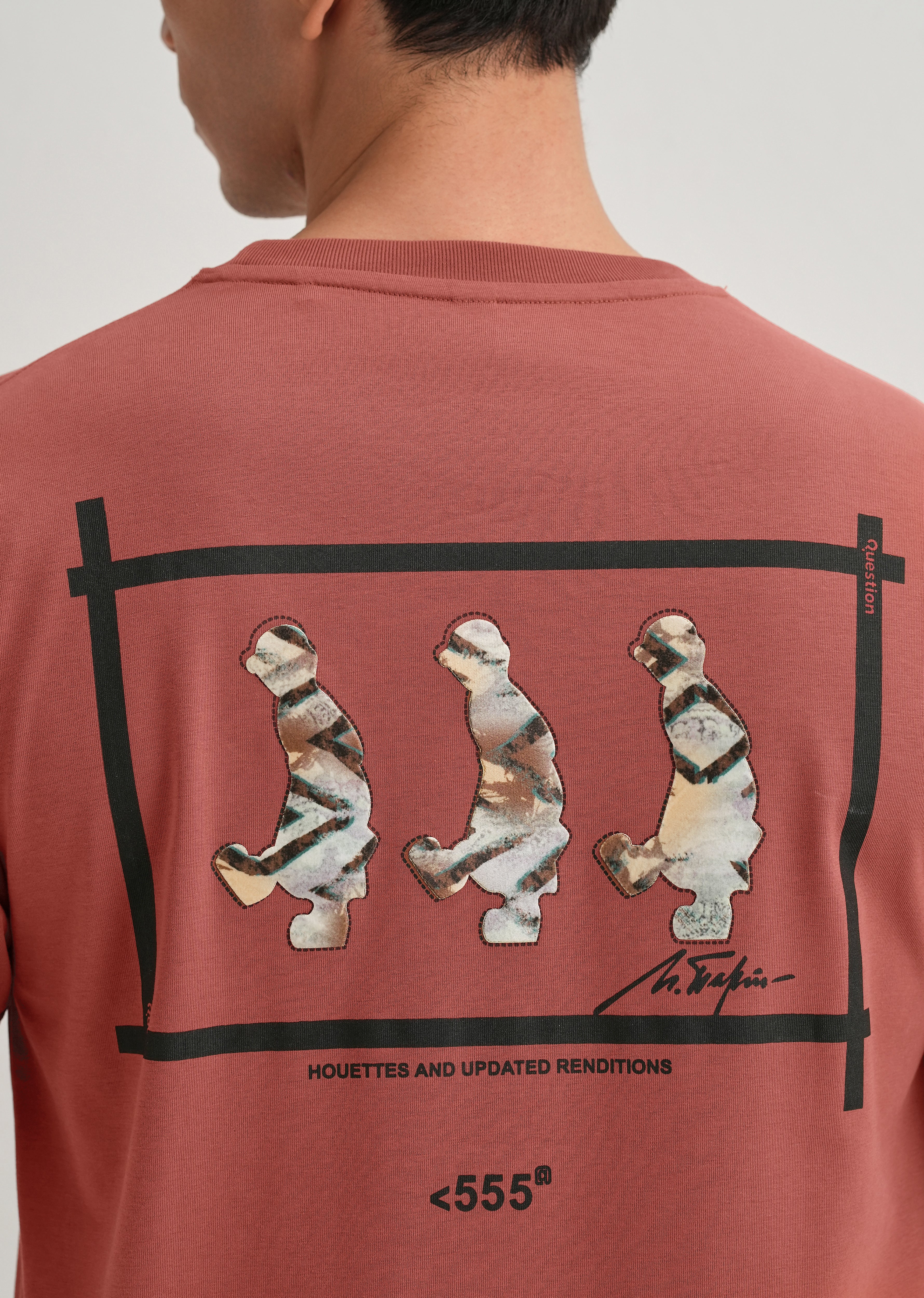 Brick Red Artistic Silhouette Back Print T- Shirt