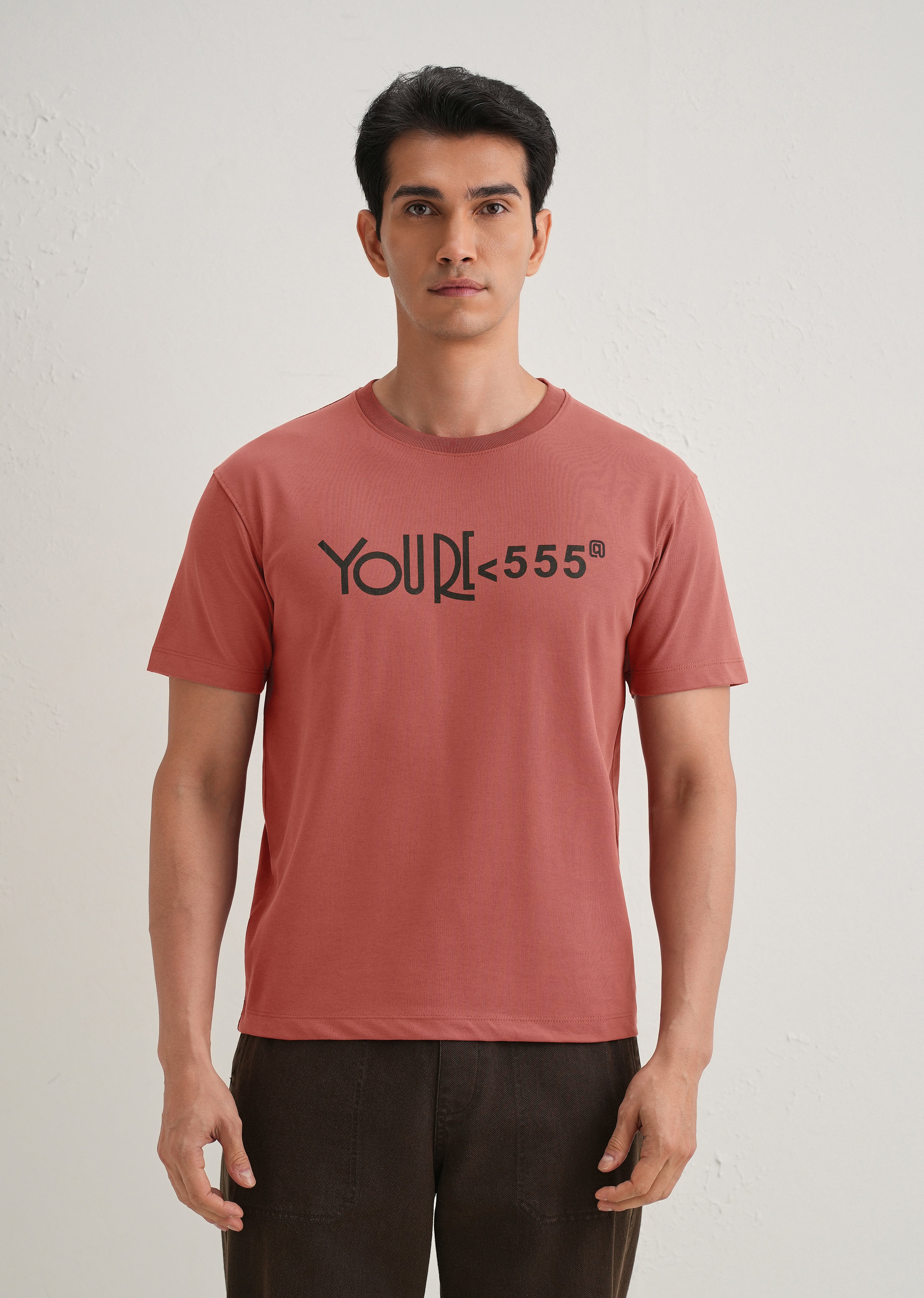 Brick Red Artistic Silhouette Back Print T- Shirt